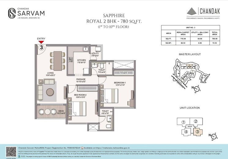 Master Plan, chandak-sarvam 2 Bedroom 780 Sq.Ft. Apartment In Jb Nagar Mumbai 8992702