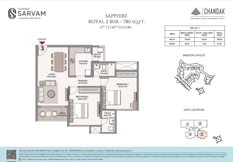 Master Plan, chandak-sarvam 2 Bedroom 780 Sq.Ft. Apartment In Jb Nagar Mumbai 8992702