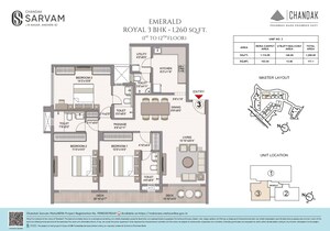 Floor Plan in 3 BHK Apartment at Chandak Sarvam, Jb Nagar – for Sale