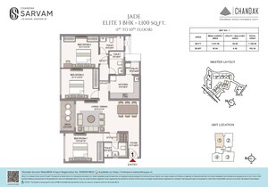 Floor Plan in 3 BHK Apartment at Chandak Sarvam, Jb Nagar – for Sale