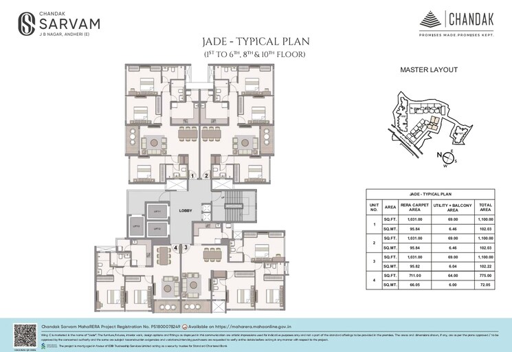 Master Plan, chandak-sarvam 3 Bedroom 1100 Sq.Ft. Apartment In Jb Nagar Mumbai 8992886