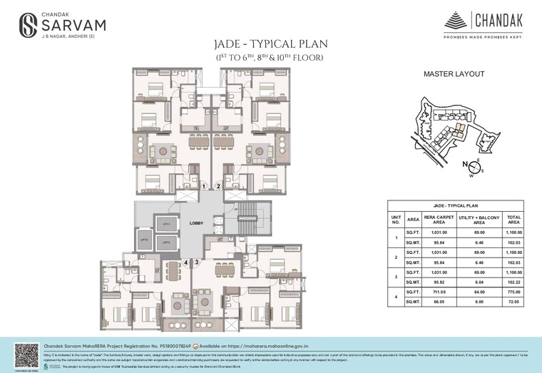 Master Plan, chandak-sarvam 3 Bedroom 1100 Sq.Ft. Apartment In Jb Nagar Mumbai 8992886