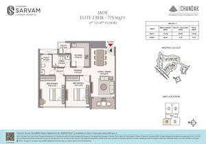 Floor Plan in 2 BHK Apartment at Chandak Sarvam, Jb Nagar – for Sale