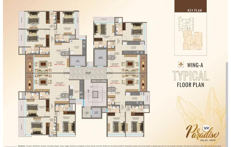 Floor Plan, vir-paradise 3 Bedroom 1050 Sq.Ft. Apartment In Malad West Mumbai 8602470