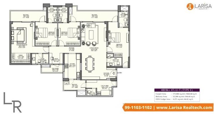 Floor Plan, emaar-the-88 3 Bedroom 2154 Sq.Ft. Apartment In Sector 112 Gurgaon 8993188