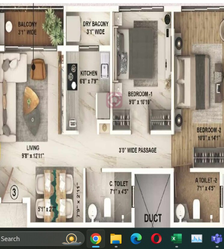 Floor Plan, roha-eva-aria 1 Bedroom 400 Sq.Ft. Apartment In Chembur Mumbai 8993746