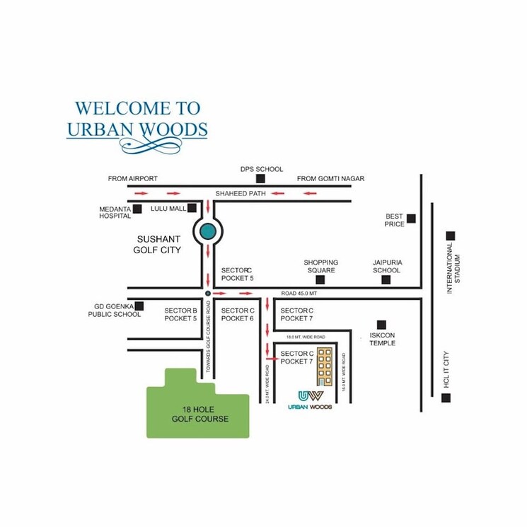 Floor Plan, urban-axis-urban-woods 2 Bedroom 1090 Sq.Ft. Apartment In Sushant Golf City Lucknow 8994239