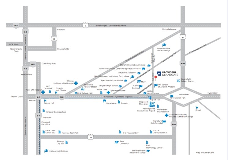 Map Location, provident-deansgate 3 Bedroom 1927 Sq.Ft. Villa In Kempalingapura Bangalore 8994622