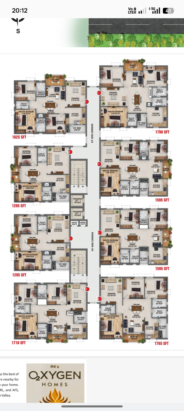 Floor Plan, rk-oxygen-valley 2 Bedroom 1290 Sq.Ft. Apartment In Mallampet Hyderabad 8996249