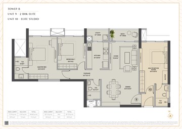 Floor Plan in 3 BHK Apartment at K Raheja Antares, Kanjurmarg West – for Sale