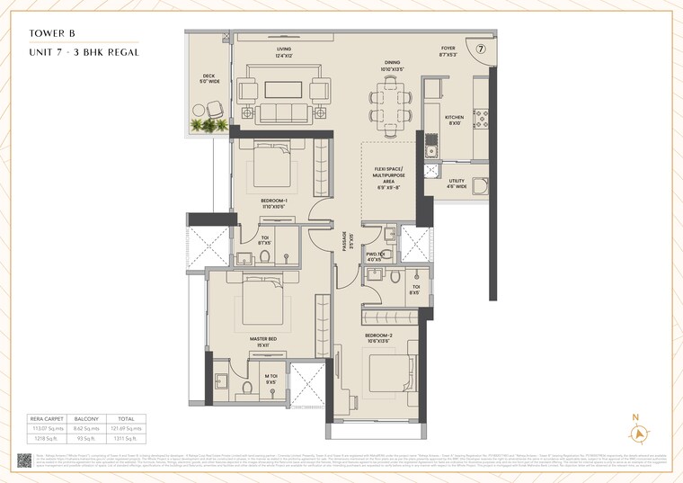 Floor Plan, k-raheja-antares 3.5 Bedroom 1300 Sq.Ft. Apartment In Kanjurmarg West Mumbai 8997768