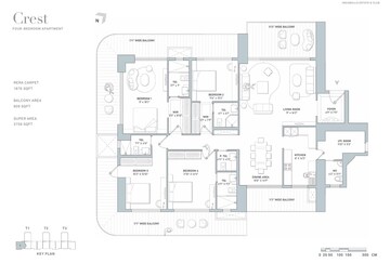 Floor Plan in 3.5 BHK Apartment at Indiabulls Estate And Club, Sector 104 – for Sale