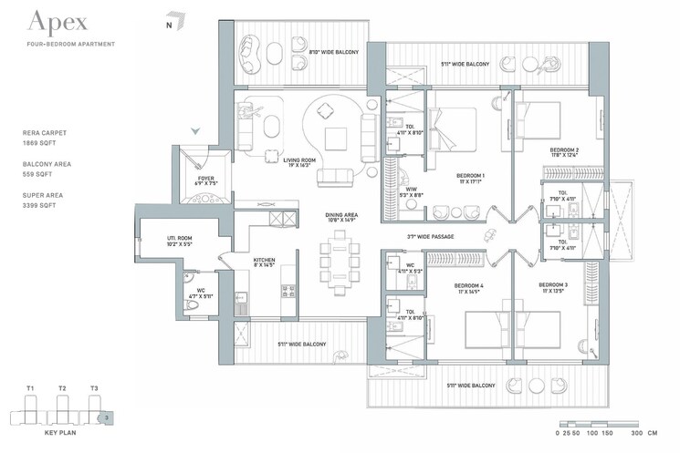 Floor Plan, indiabulls-estate-and-club 3.5 Bedroom 2470 Sq.Ft. Apartment In Sector 104 Gurgaon 8997927