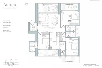 Floor Plan in 3.5 BHK Apartment at Indiabulls Estate And Club, Sector 104 – for Sale