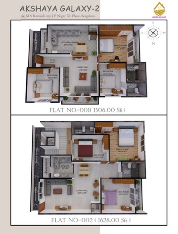 Floor Plan in 3 BHK Apartment at Sai Enclave JP Nagar, Jp Nagar – for Sale