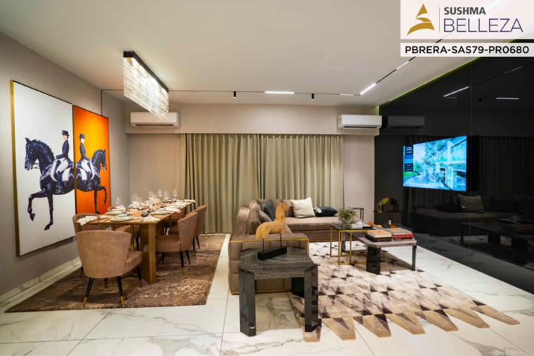 Living Room, sushma-belleza 3 Bedroom 2300 Sq.Ft. Apartment In Nagla Road Zirakpur 9002004