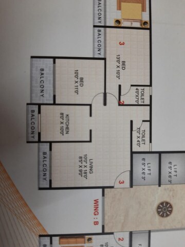 Floor Plan in 2 BHK Apartment at Ghansoli Sector 29c – for Rent