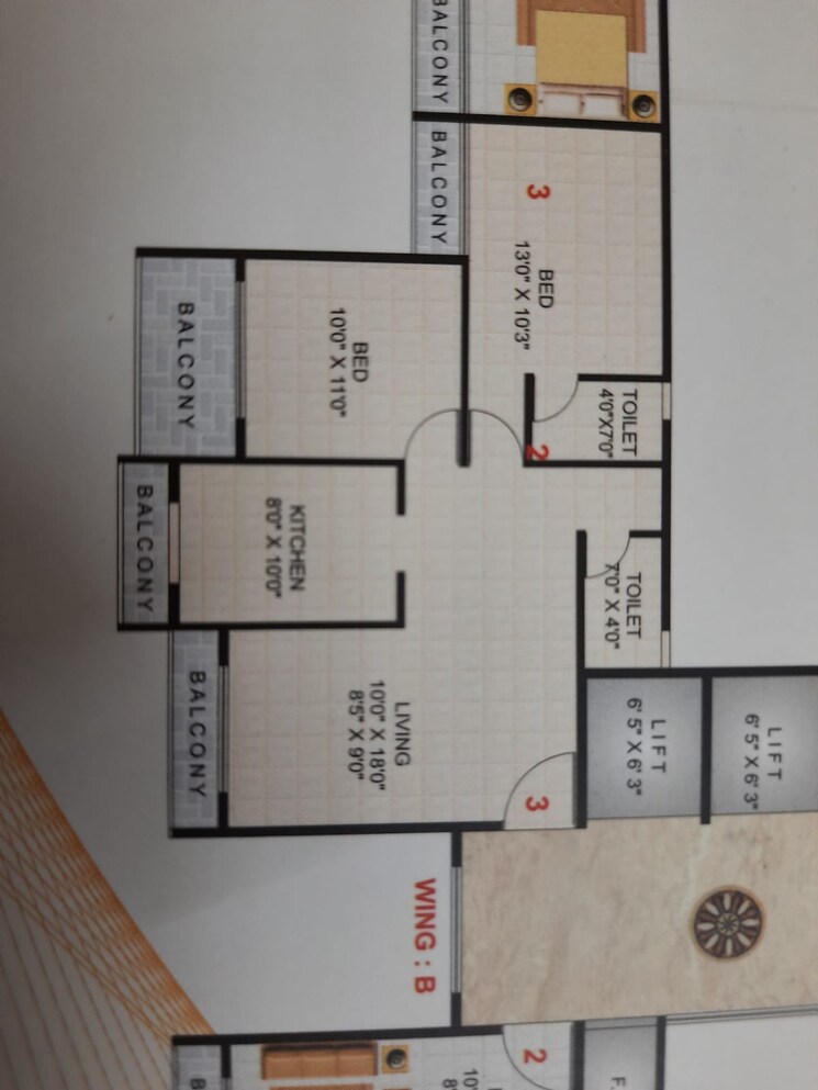 Floor Plan, ghansoli 2 Bedroom 1100 Sq.Ft. Apartment In Ghansoli Navi Mumbai 9002310