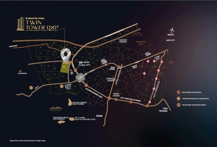Map Location, signature-global-twin-tower-dxp 4 Bedroom 3785 Sq.Ft. Apartment In Sector 84 Gurgaon 9002943