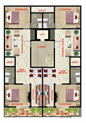 Floor Plan in 2 BHK Builder Floor at Sector 128 – for Sale