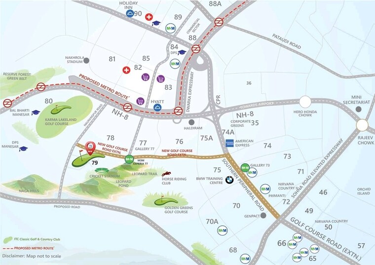 Map Location, m3m-golf-hills 3 Bedroom 2090 Sq.Ft. Apartment In Sector 79 Gurgaon 9003248