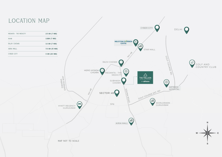 Map Location, experion-the-trillion 3 Bedroom 2800 Sq.Ft. Apartment In Islampur Gurgaon 9005365