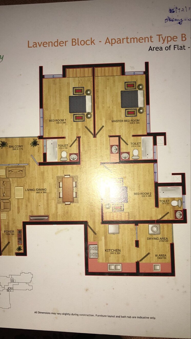 Floor Plan, nalanchira 3 Bedroom 1550 Sq.Ft. Apartment In Nalanchira Thiruvananthapuram 9005567