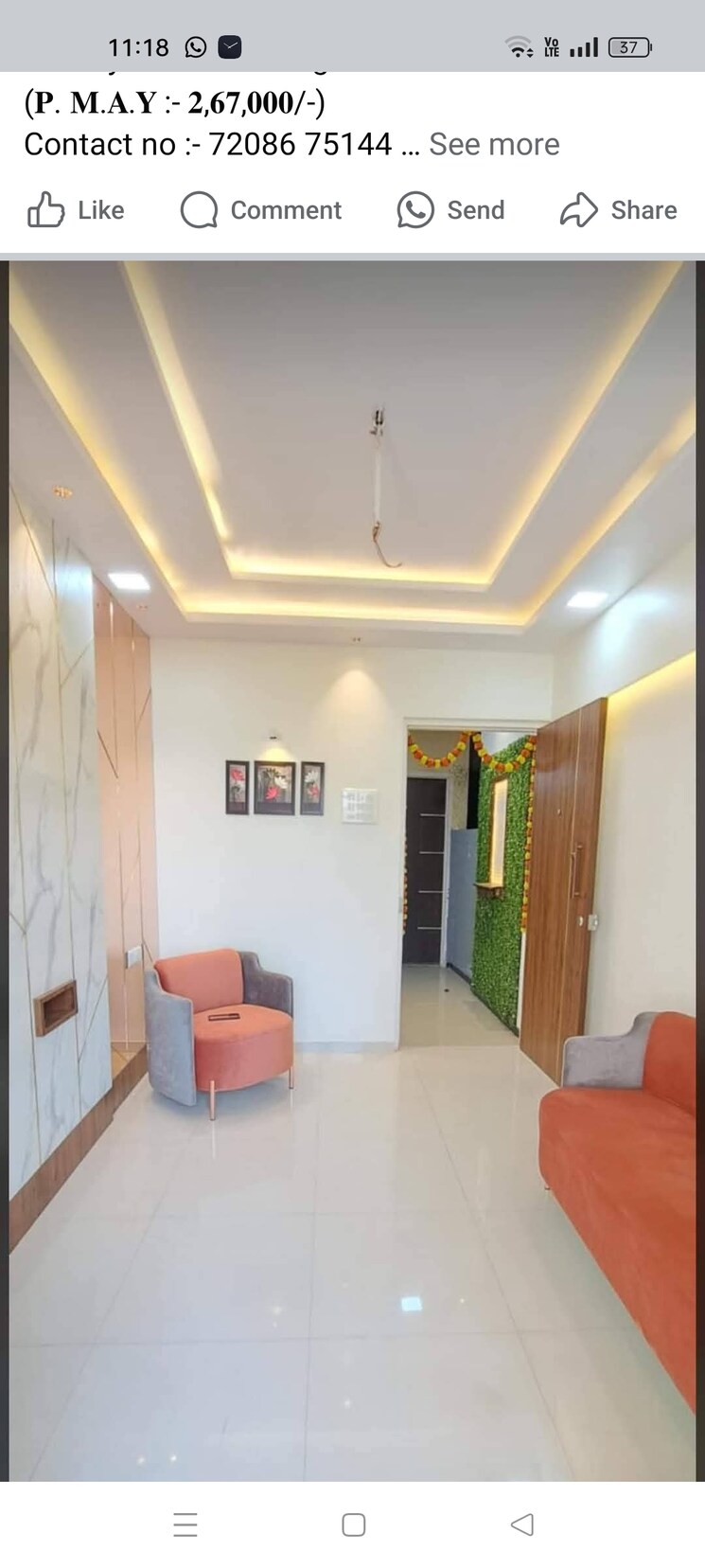 Living Room, romell-diva 1 RK 260 Sq.Ft. Apartment In Malad West Mumbai 9006287