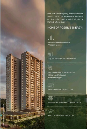 3 BHK Apartment – Exterior View View at Mahindra Newhaven, Singasandra - for Sale