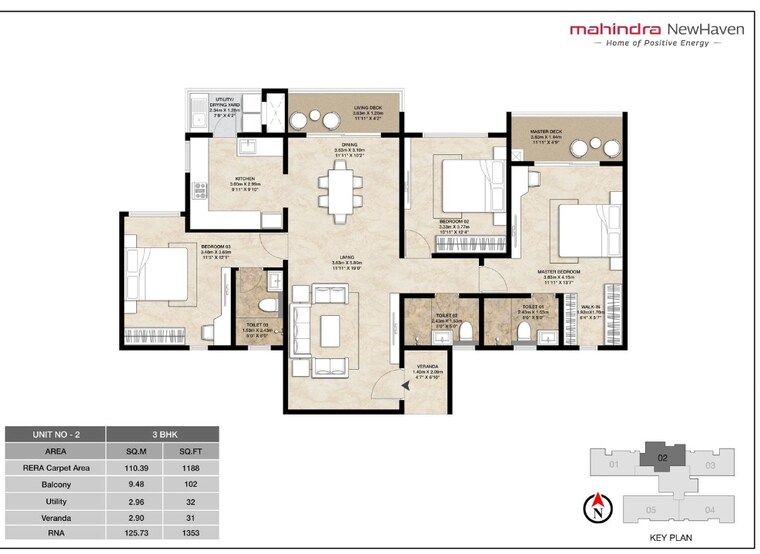 Floor Plan, mahindra-newhaven 3 Bedroom 1922 Sq.Ft. Apartment In Singasandra Bangalore 9008626