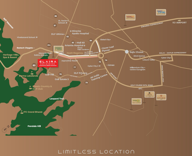 Map Location, conscient-parq 3 Bedroom 1945 Sq.Ft. Apartment In Sector 80 Gurgaon 9008797