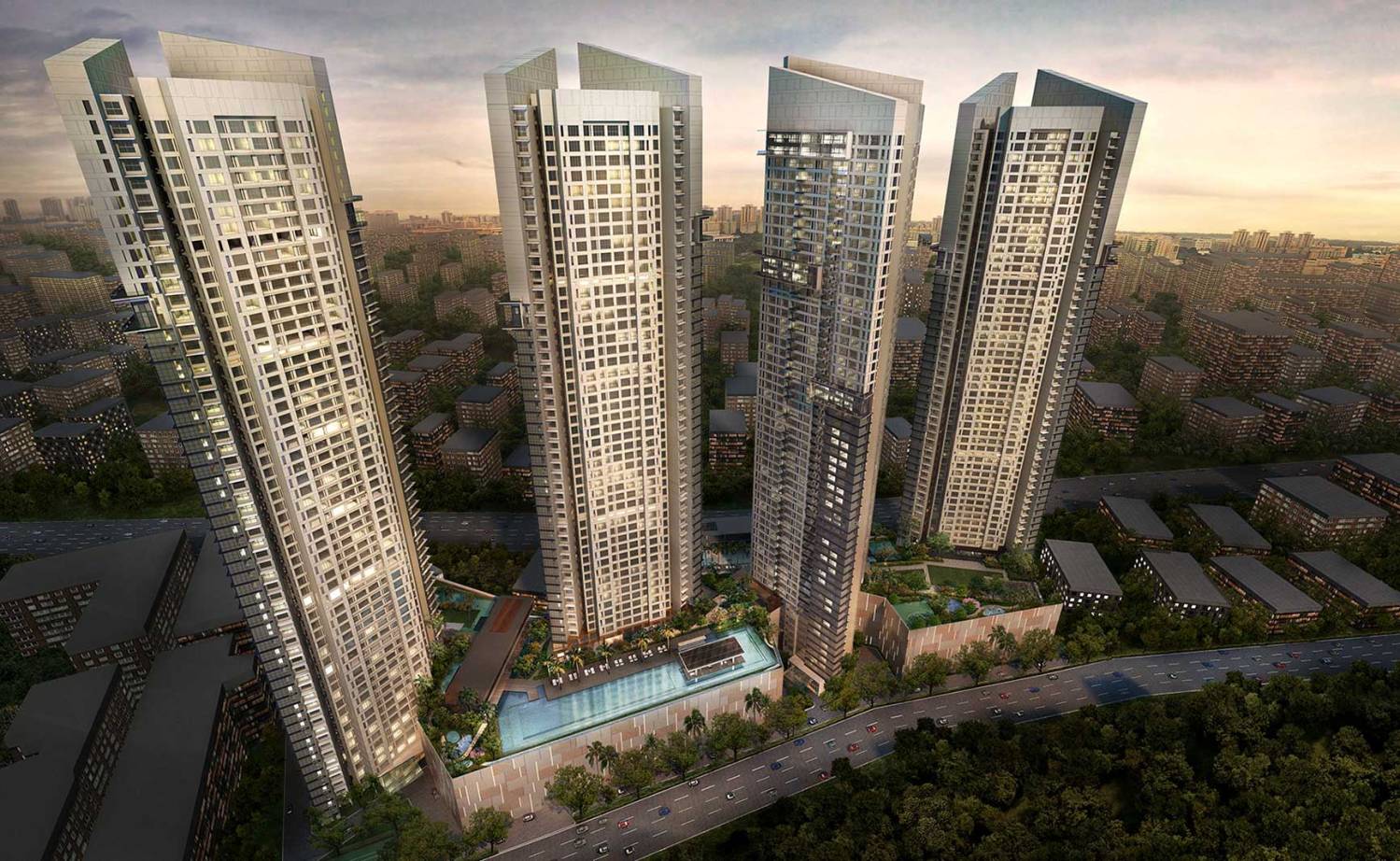 2 BHK + Pooja Room Apartment For Rent in Sheth Auris Serenity Tower 1