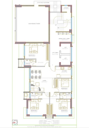 Floor Plan in 2 BHK Apartment at Amrut Meraki, Shivaji Park – for Sale
