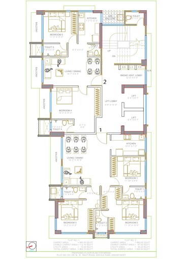 Floor Plan in 2 BHK Apartment at Amrut Meraki, Shivaji Park – for Sale