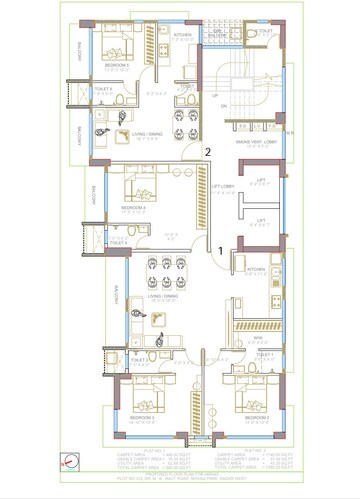 Floor Plan in 2 BHK Apartment at Amrut Meraki, Shivaji Park – for Sale