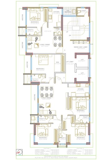 Floor Plan in 2 BHK Apartment at Amrut Meraki, Shivaji Park – for Sale
