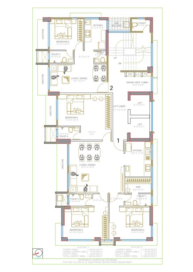 Floor Plan, amrut-meraki 3 Bedroom 880 Sq.Ft. Apartment In Shivaji Park Mumbai 9011673
