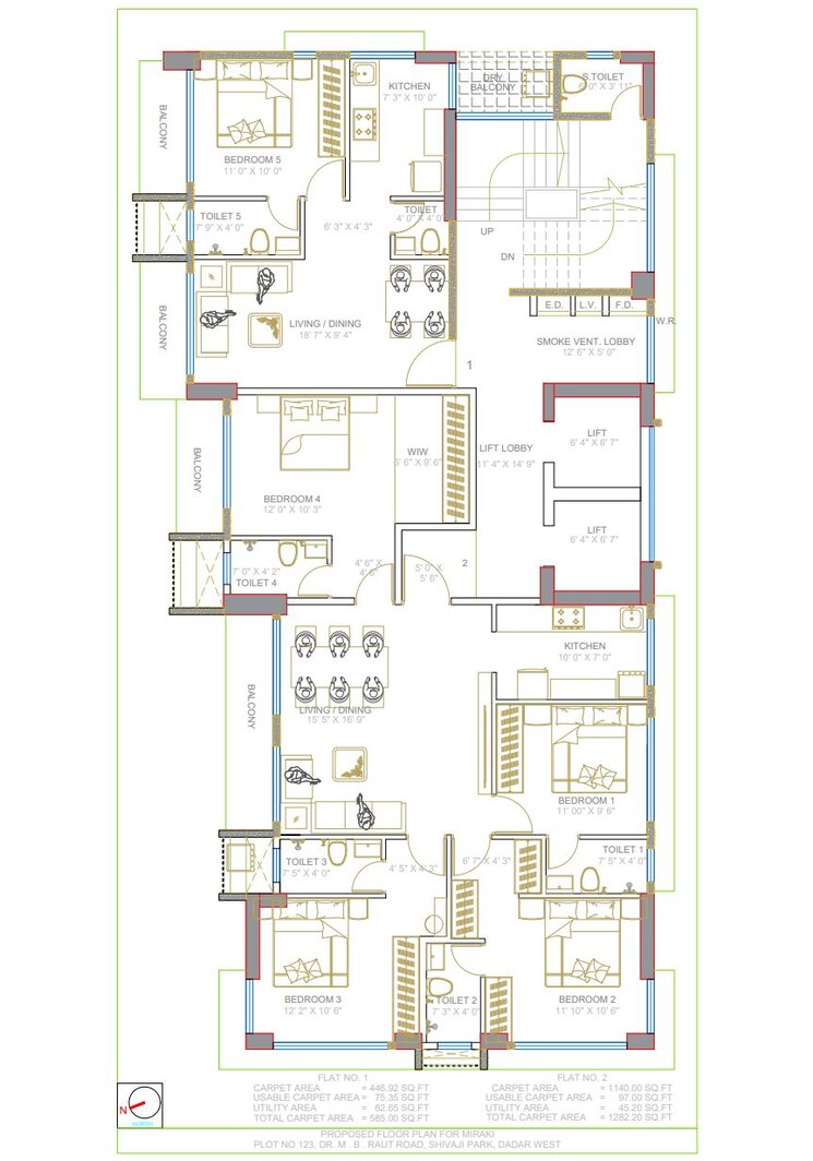 Floor Plan, amrut-meraki 3 Bedroom 880 Sq.Ft. Apartment In Shivaji Park Mumbai 9011673