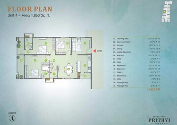 Master Plan in 3 BHK Apartment at Gangothri Prithvi Towers, Manikonda – for Sale