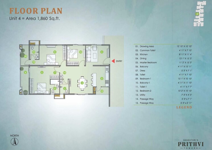 Master Plan, gangothri-prithvi-towers 3 Bedroom 2319 Sq.Ft. Apartment In Manikonda Hyderabad 9012903