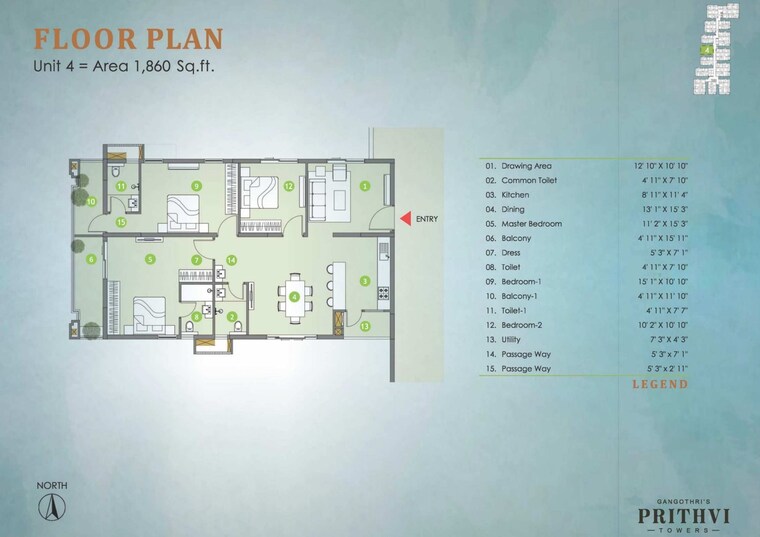 Master Plan, gangothri-prithvi-towers 3 Bedroom 2319 Sq.Ft. Apartment In Manikonda Hyderabad 9012903