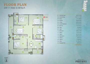 Master Plan in 3 BHK Apartment at Gangothri Prithvi Towers, Manikonda – for Sale