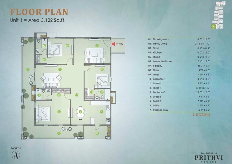 Master Plan, gangothri-prithvi-towers 3 Bedroom 2319 Sq.Ft. Apartment In Manikonda Hyderabad 9012903