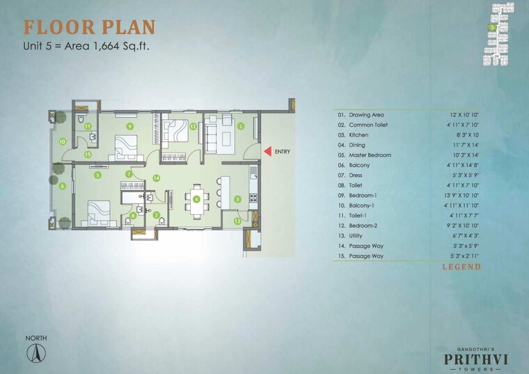Master Plan, gangothri-prithvi-towers 3 Bedroom 2319 Sq.Ft. Apartment In Manikonda Hyderabad 9012903
