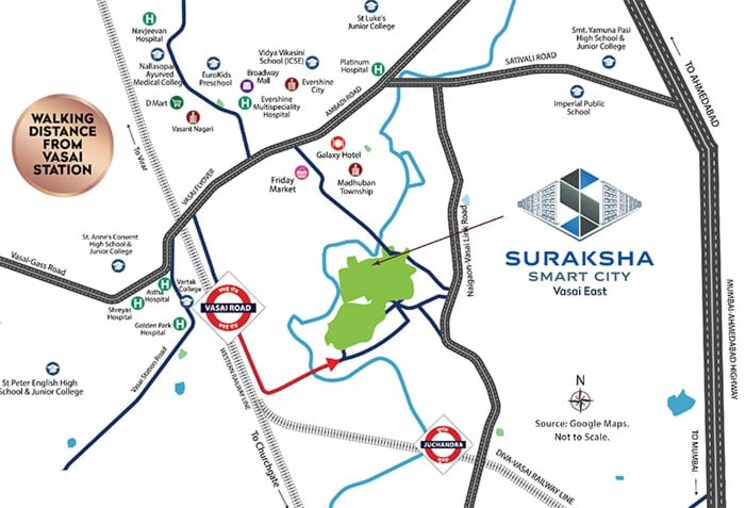 Map Location, conceptual-suraksha-smart-city-phase-i 1 Bedroom 375 Sq.Ft. Builder Floor In Vasai East Palghar 9013822
