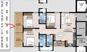 Floor Plan in 3 BHK Apartment at Bachupally – for Sale