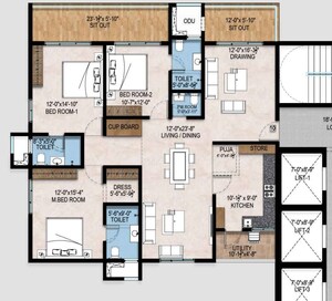 Floor Plan in 3 BHK Apartment at Bachupally – for Sale
