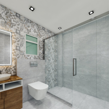 Bathroom in 3 BHK Builder Floor at Landcraft Golflink Villas, Pandav Nagar – for Sale