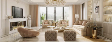 Living Room in 4 BHK Apartment at DLF The Dahlias, Dlf Phase I – for Sale
