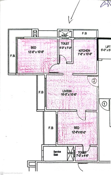 Floor Plan in 2 BHK Apartment at Valentine Apartments, Goregaon East – for Sale
